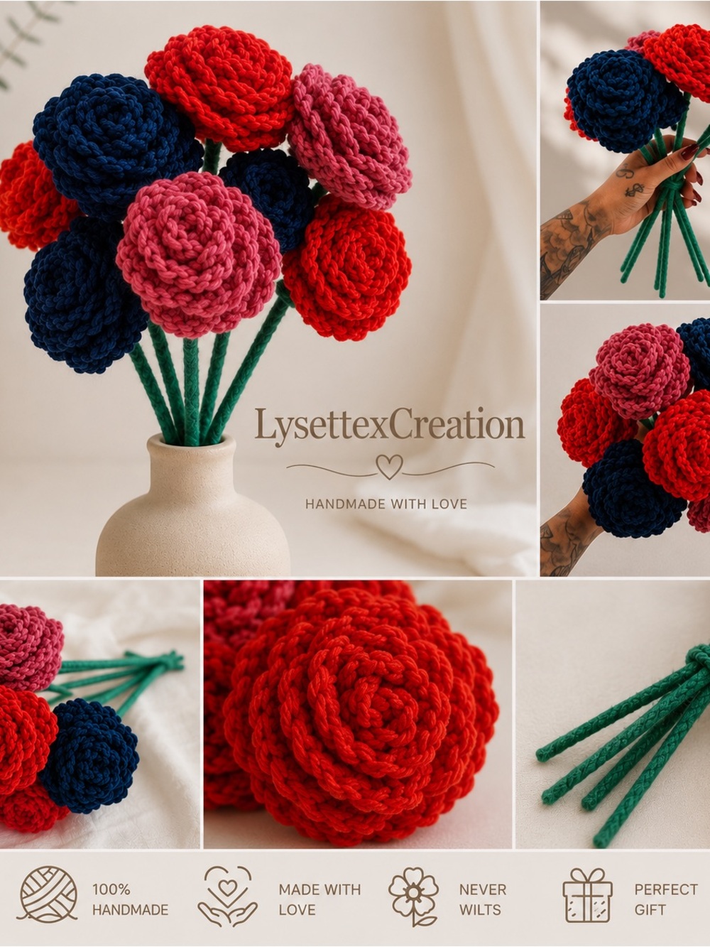 Handmade crochet flowers